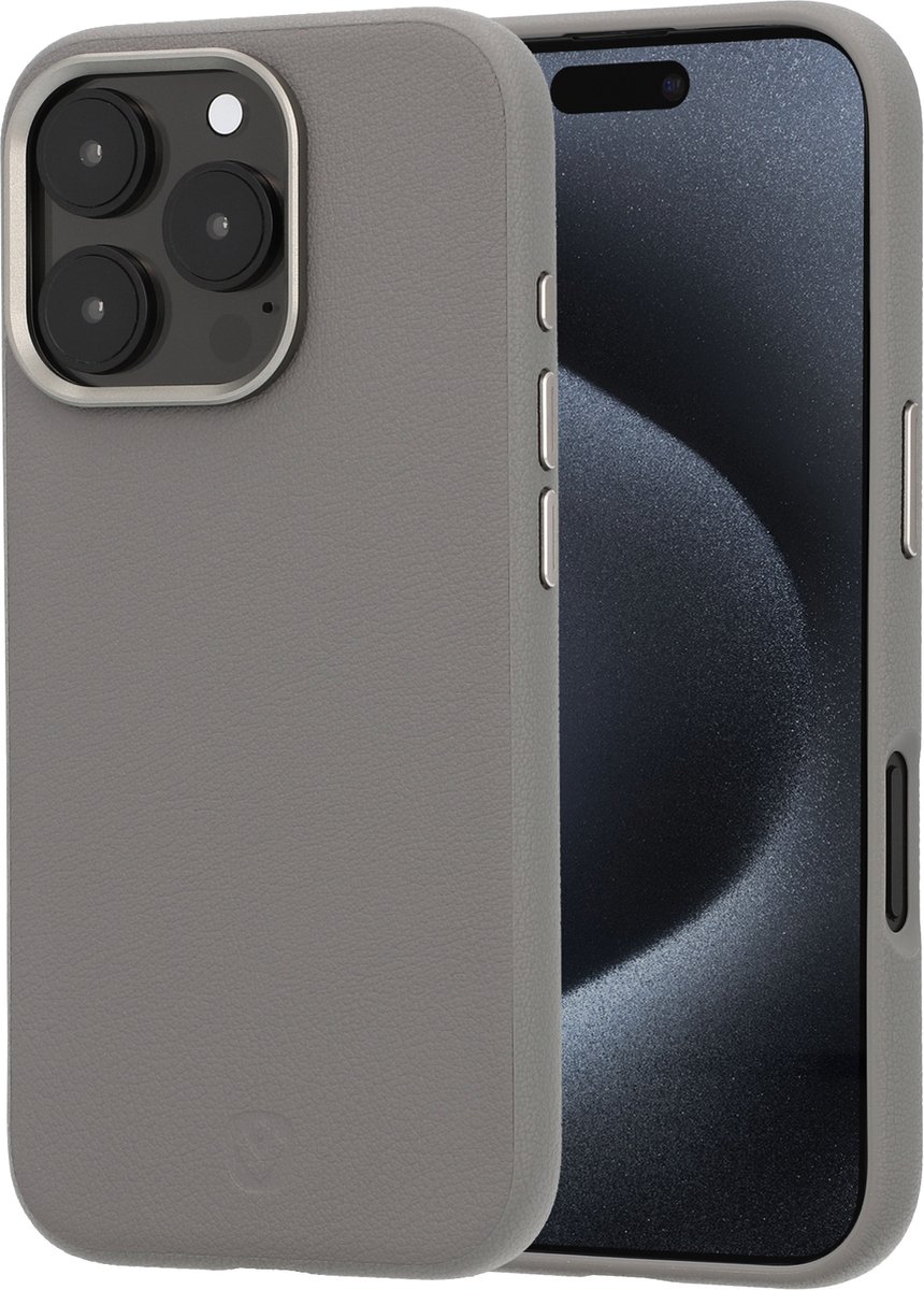 Valenta - Backcover iPhone 16 Pro - Magsafe Hoesje Grijs - Eco Leer - Style