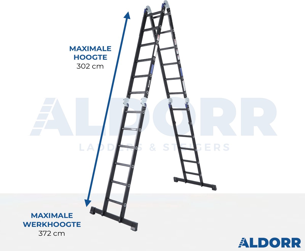 ALDORR Professional - Vouwladder 4 x 6 treden zonder platform - Aluminium - 3,10 meter – foto 2