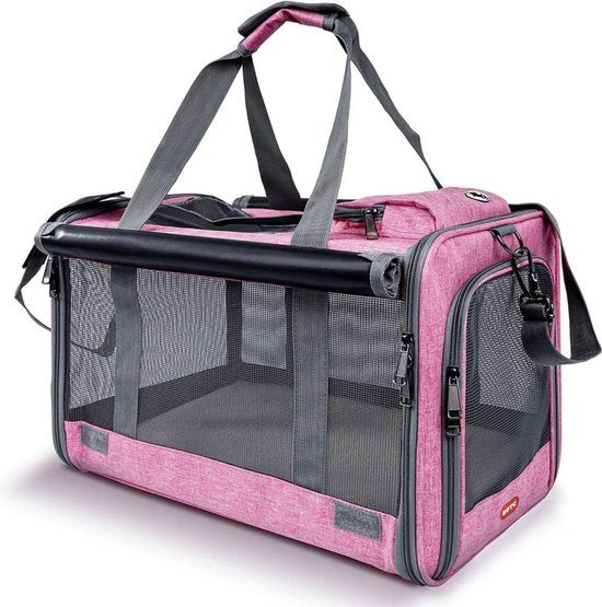 BOTC Draagtas Hond en Kat - Hondenrugzak - 45x28x27CM - Hondentas - Reistas - Kattentas - Geschikt Voor Vliegtuig - Roze