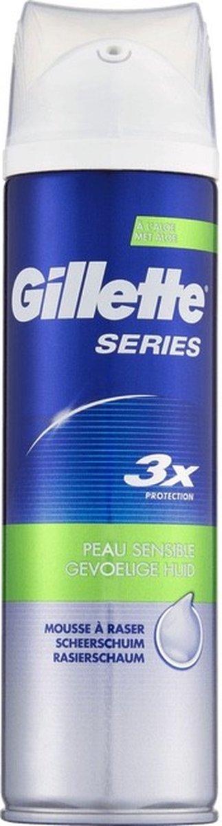 Gillette Voordeelset 3 x scheerschuim 250ml verzorgend met cacaoboter + 12 Blue3 smooth wegwerpmesjes
