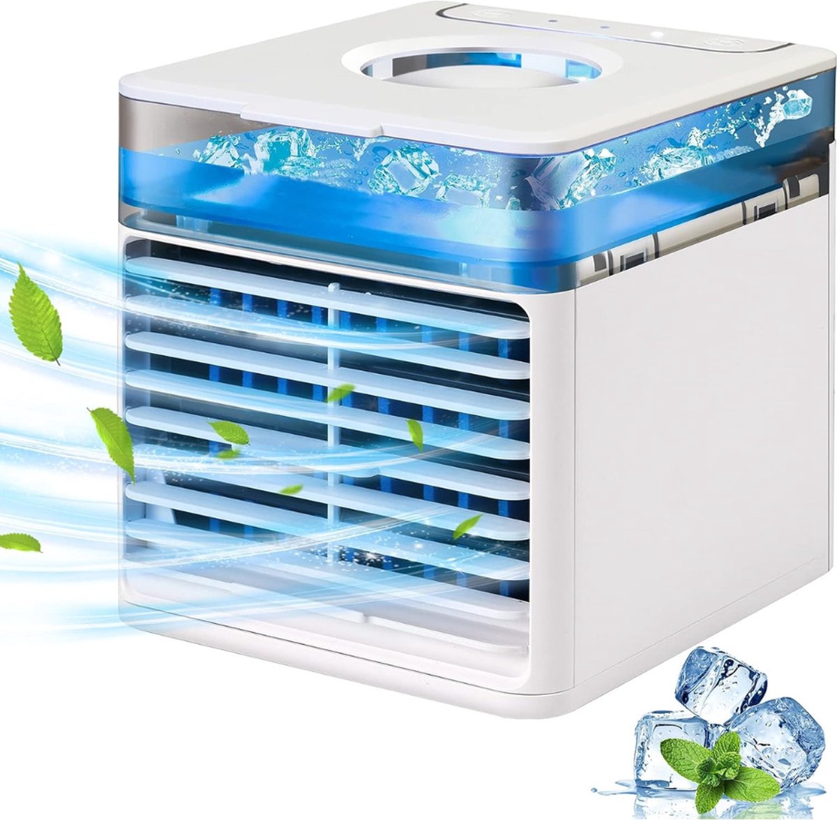 Goodivery Luchtkoeler Draagbare luchtkoeler Verdampingskoelventilator Airconditionerkoeler en luchtbevochtiger Wit 14.4 x 16.1 x 15.88 cm