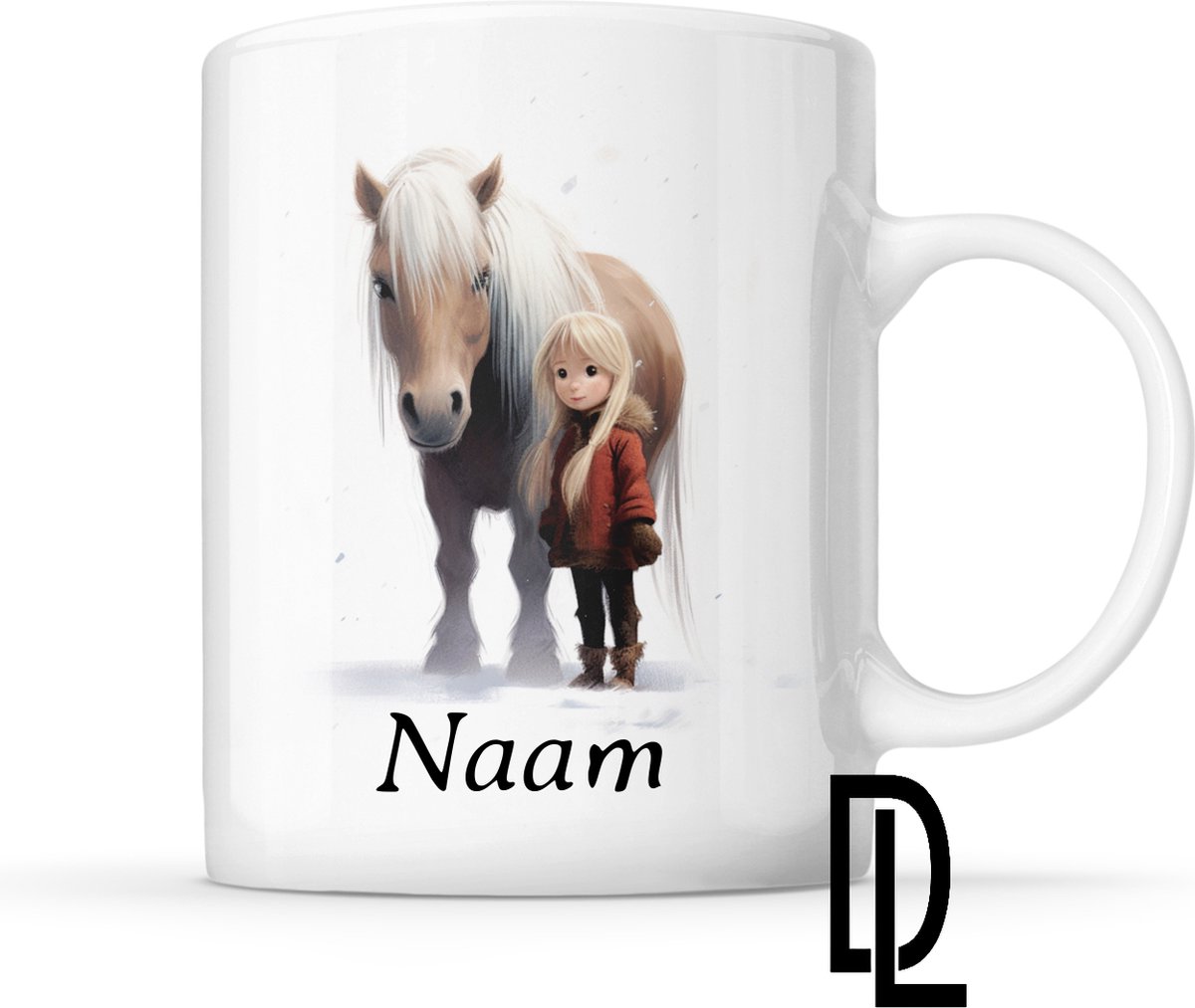 Mok met ijslandse paard
