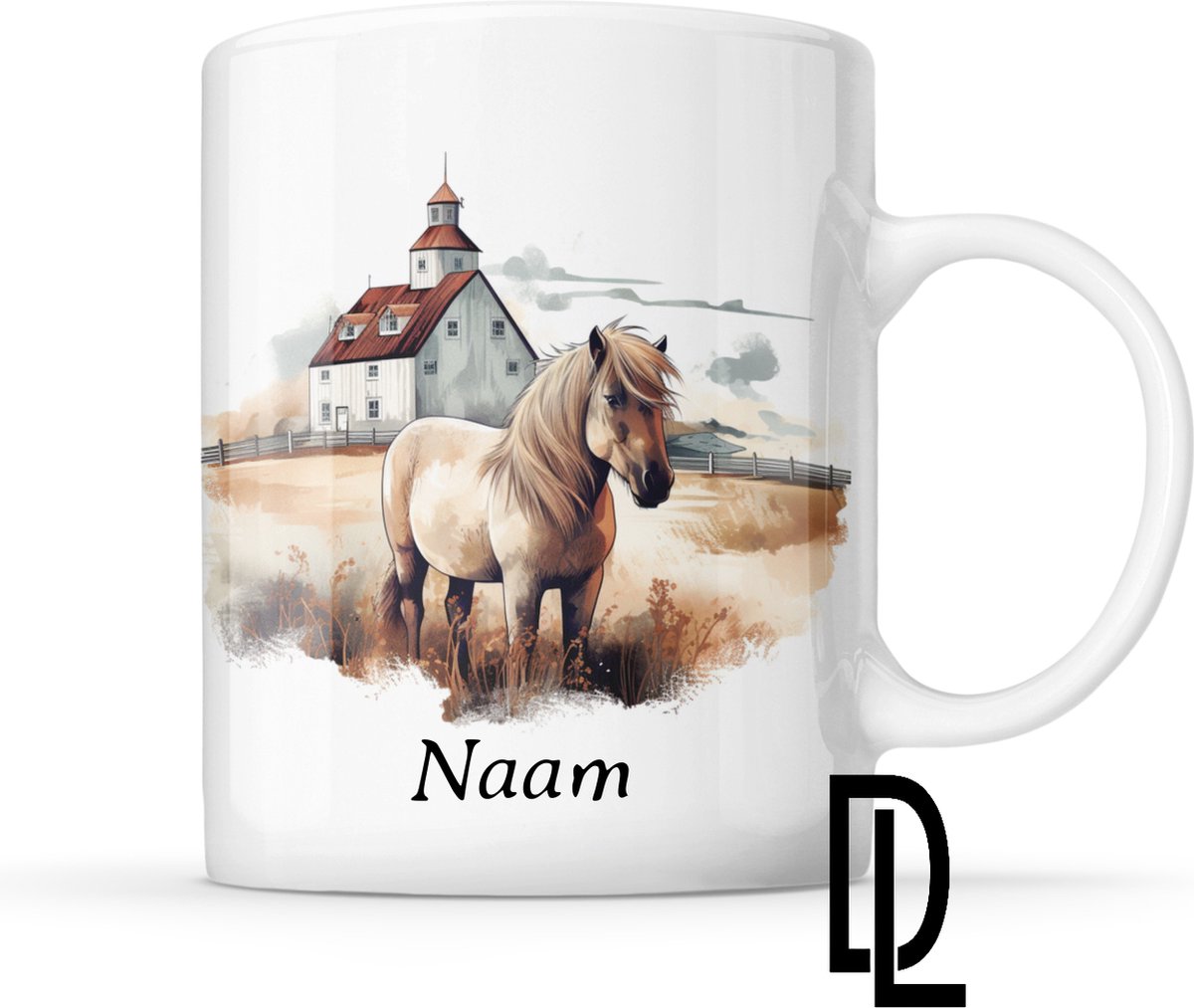Mok met ijslandse paard
