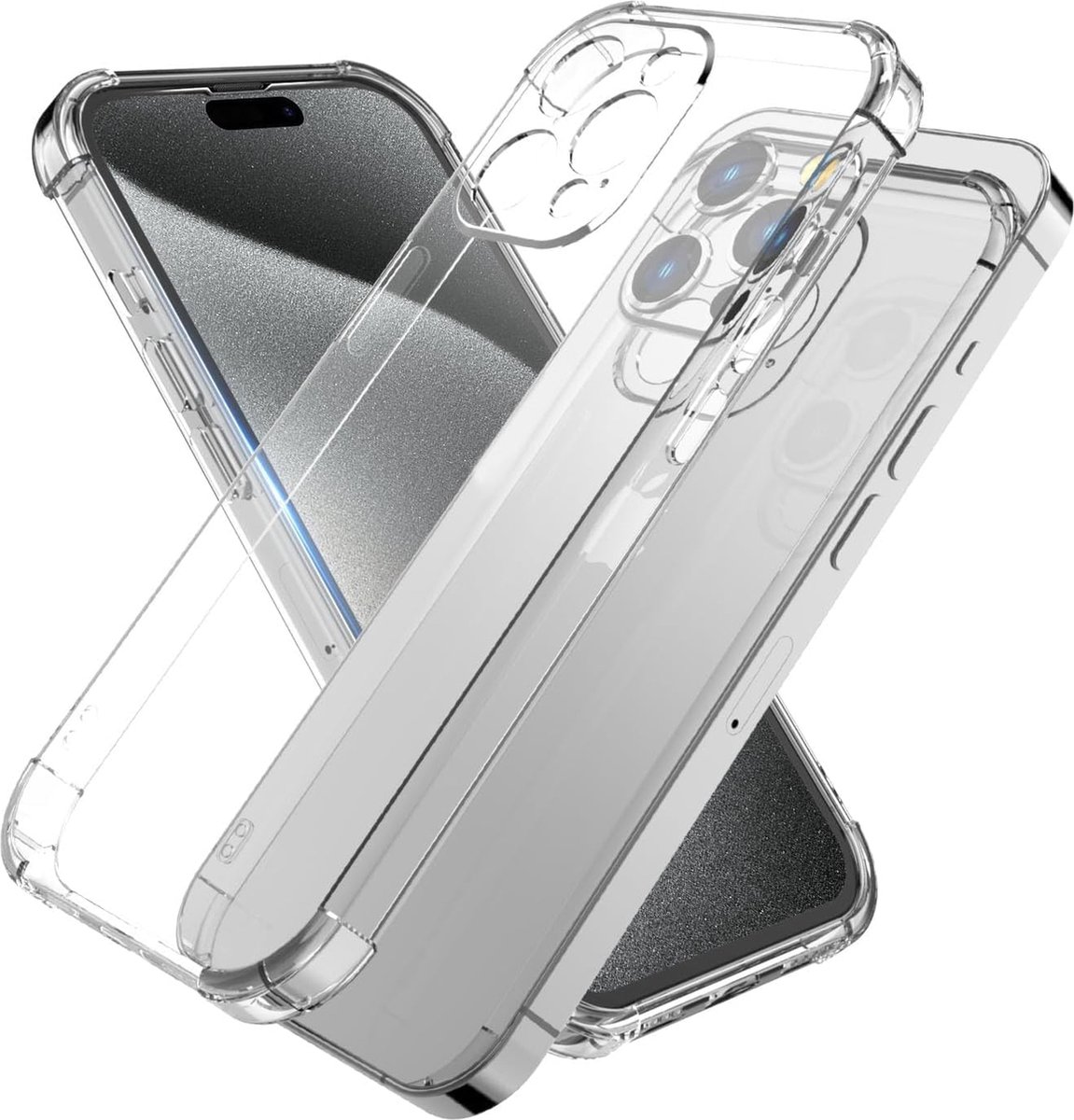 BixB hoesje geschikt voor iPhone 15 Pro Max hoesje -shockproof backcover met stevige randjes - transparant