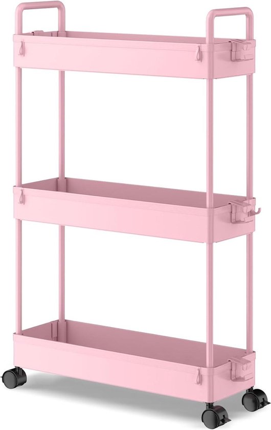 Utility Cart on Wheels, book cart Rolling Organizer, 3/4 Tier