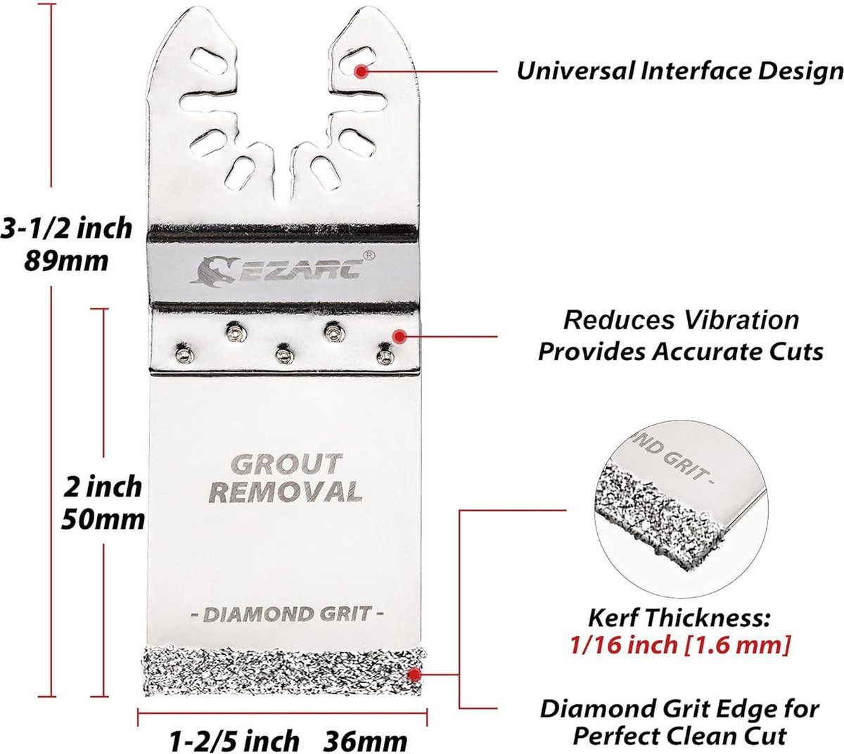 Vearter 4PCS Diamant Oscillerende Zaagbladen, Universele