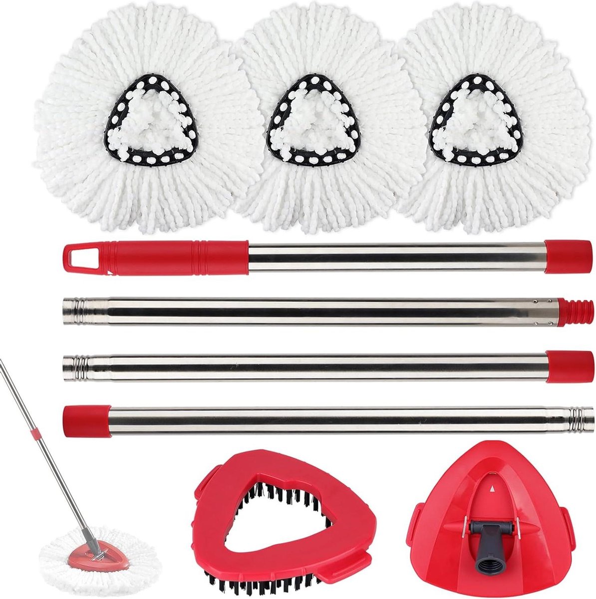 Spin Mop Head Vervanging Compatibel met Vileda en O-Cedar Microfiber Mop Pads met Scrub Brush