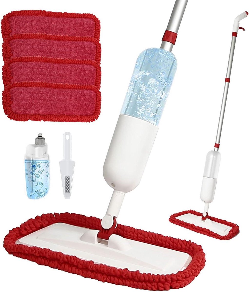 Goedkoopste 650ml Spray Floor Mops - Droge Natte Microvezel Platte Mop voor Houten Hardhout Laminaat Keramische Tegel Vloer - 4 Wasbare Pads en Hervulbare Fles