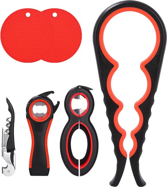 ABOOFAN 4 Stuks Siliconen Pot Grijper Opener Siliconen Potopener Kurketrekker Onderzetters Opener Flexibele Potopener Rubberen Pot Pad Aanjager Antislip