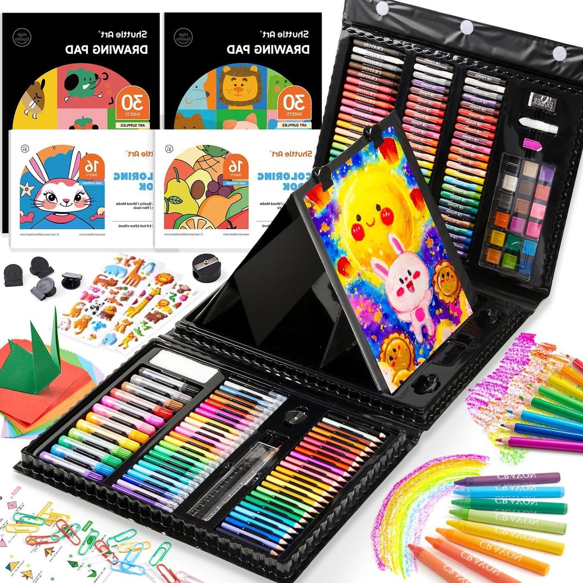 Kunstset voor kinderen 335 stuks kleurboeken kleurpotloden aquarellen markers tekenset 6-12 jaar Tekendoos