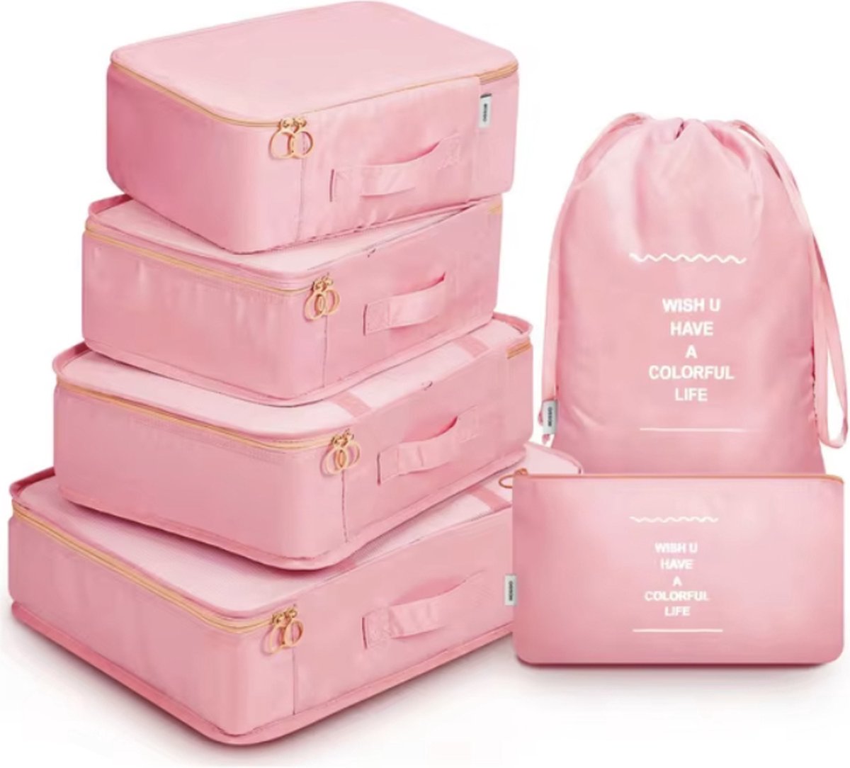 Packing Cubes - 7 stuks - geschikt voor tassen, koffers, backpacks - kleding organizer - travel organizer - koffer organizer set - roze - DELAGO