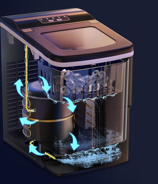 Bardi IJsblokjesmachine - 2 Liter - 12KG IJsblokjes in 24 uur - met IJsschep - Inclusief Luxe Thermosbeker en Ijsschep-Zwart van Bardi — afbeelding 3
