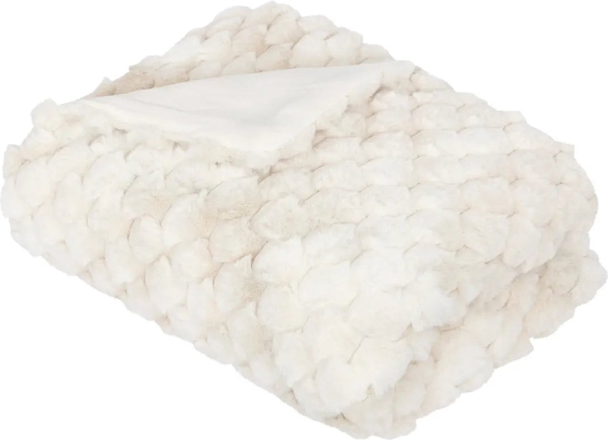 Atmosphera Adriel Fleece Jacquard Deken - 120 x 160 cm, Effen Patroon