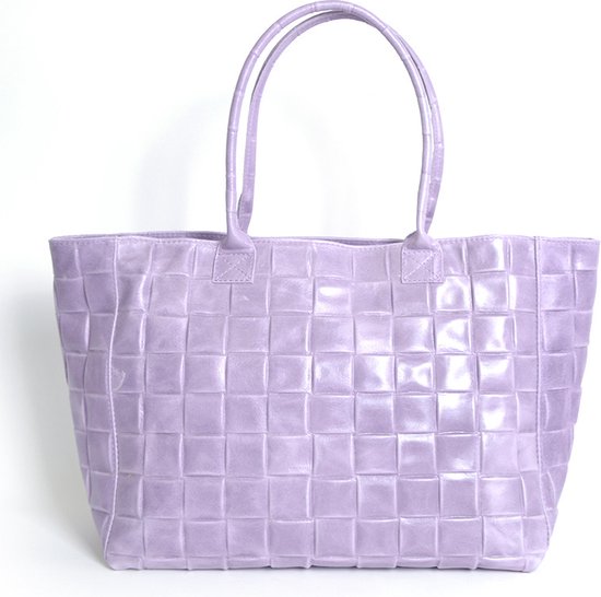 Cabas en Cuir Large Tressé | Lilas