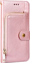 Étui adapté pour iPhone 16 - Bookcase - Cordon - Porte-cartes - Portefeuille - Fermeture éclair - Simili cuir - Or rose