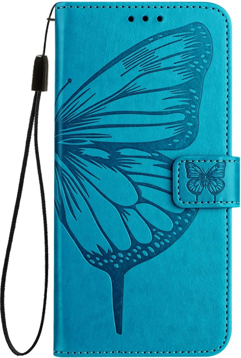 Mobigear Telefoonhoesje geschikt voor Samsung Galaxy Z Fold 6 Hoesje | Mobigear Butterfly Bookcase Portemonnee | Pasjeshouder voor 3 Pasjes | Telefoonhoesje voor Pinpas / OV Kaart / Rijbewijs - Blauw
