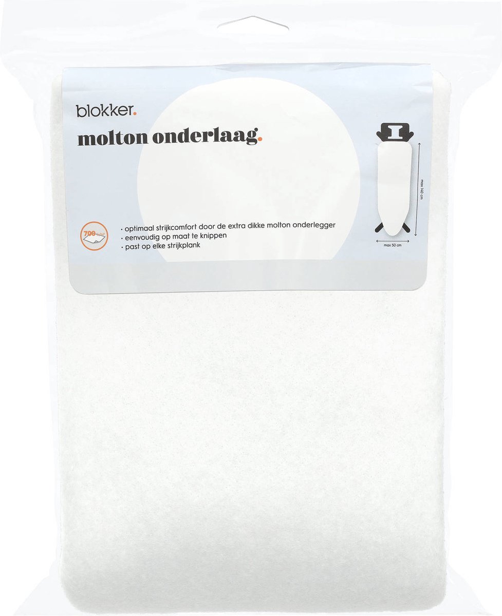 Blokker Strijkplankonderlaag Molton Universeel 140 x 50 cm Strijkplank Vulling Eenvoudig Op Maat te Knippen Stijkplank Viltlaag Ideaal voor onder Strijkplankhoes