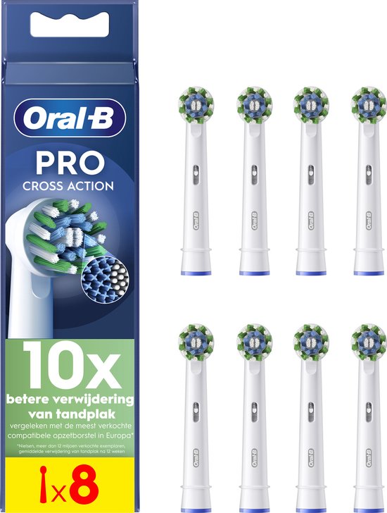 Foto: Oral b cross action pro opzetborstels met cleanmaximiser technologie 8 stuks