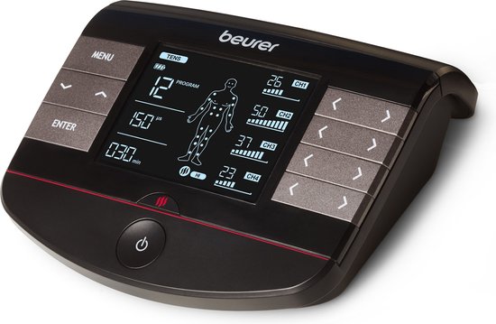 Beurer EM 89 Heat – EMS Trainer met TENS, Massage & Warmtefunctie – 4-in-1 Spierstimulator – 64 Programma’s – 8 Elektroden – 4 Kanalen – Oplaadbaar – Pijnverlichting & Spierherstel – Incl. Opbergzak – 5 Jaar Garantie