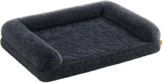 4L Textil Teo knuffelig hondenbed hoes afneembaar en wasbaar hondenmand middelgrote hondenkussen pluizige hondenmand hondenbank(Grijs,80x60 cm