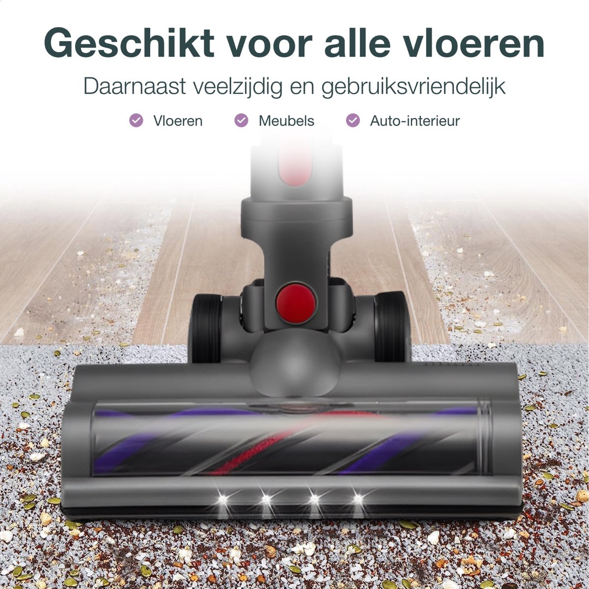 SVENNE Dyson Zuigmond XL met LED-verlichting, Triggerlock en 2 Rolborstels - Harde en Zachte Borstel, Mondstuk voor V7, V8, V10, V11, V15 thumbnail 6