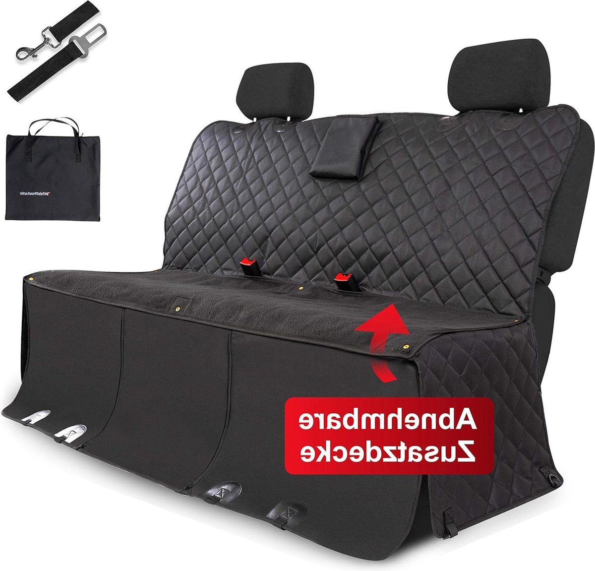 Image of Achterbank hondendeken met tas en veiligheidsgordel - waterafstotende autodeken en antislip stoelhoes met zijbescherming