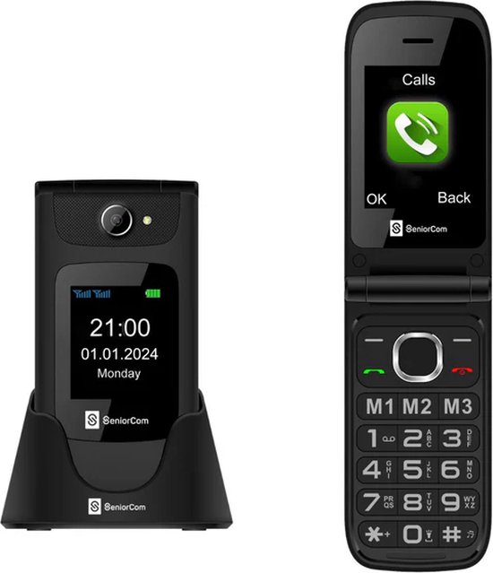 Foto: Seniorcom f24 4g flip senioren mobiele telefoon met sos knop opklapbaar ontwerp twee schermen grote toetsen 2 77 inch scherm simlockvrije gsm ideaal voor ouderen veiligheid gebruiksvriendelijkheid