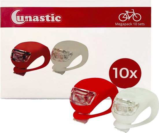 Foto: Lunastic fietslampjes 10 sets wegwerp lampjes 10 x rood 10 x wit fietsverlichting family pack