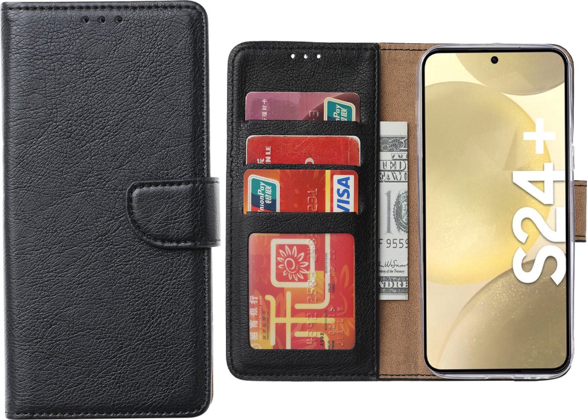 Hoesje Geschikt voor Samsung Galaxy S24 Plus – Arara bookcase met pasjeshouder - Zwart