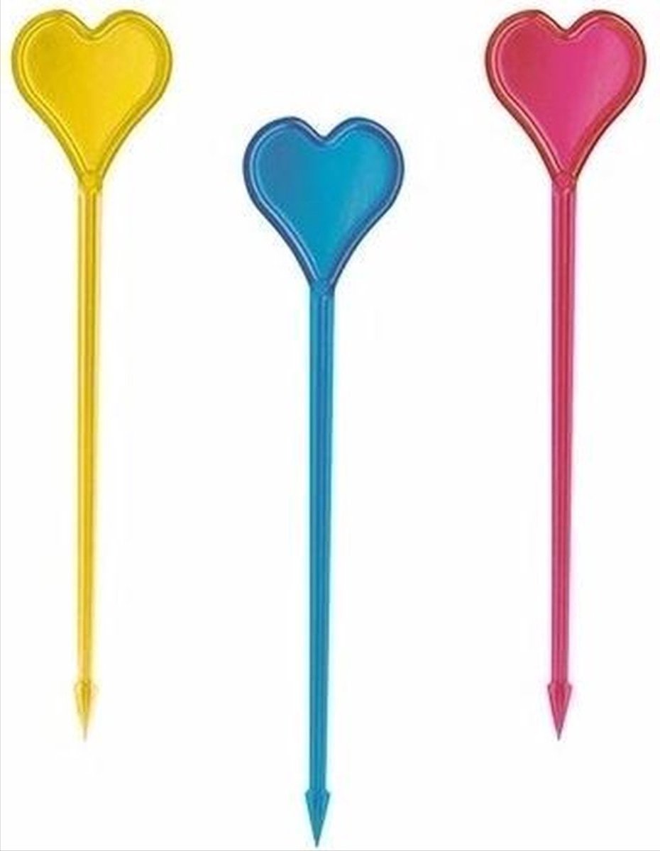 Scoby - Feest Prikkers - Party Prikkers- Hartvormige Cocktailprikkers - Feestprikkers - Feestartikelen - Feestdecoraties - Hartjesvorm - Multicolour - 50 Stuks