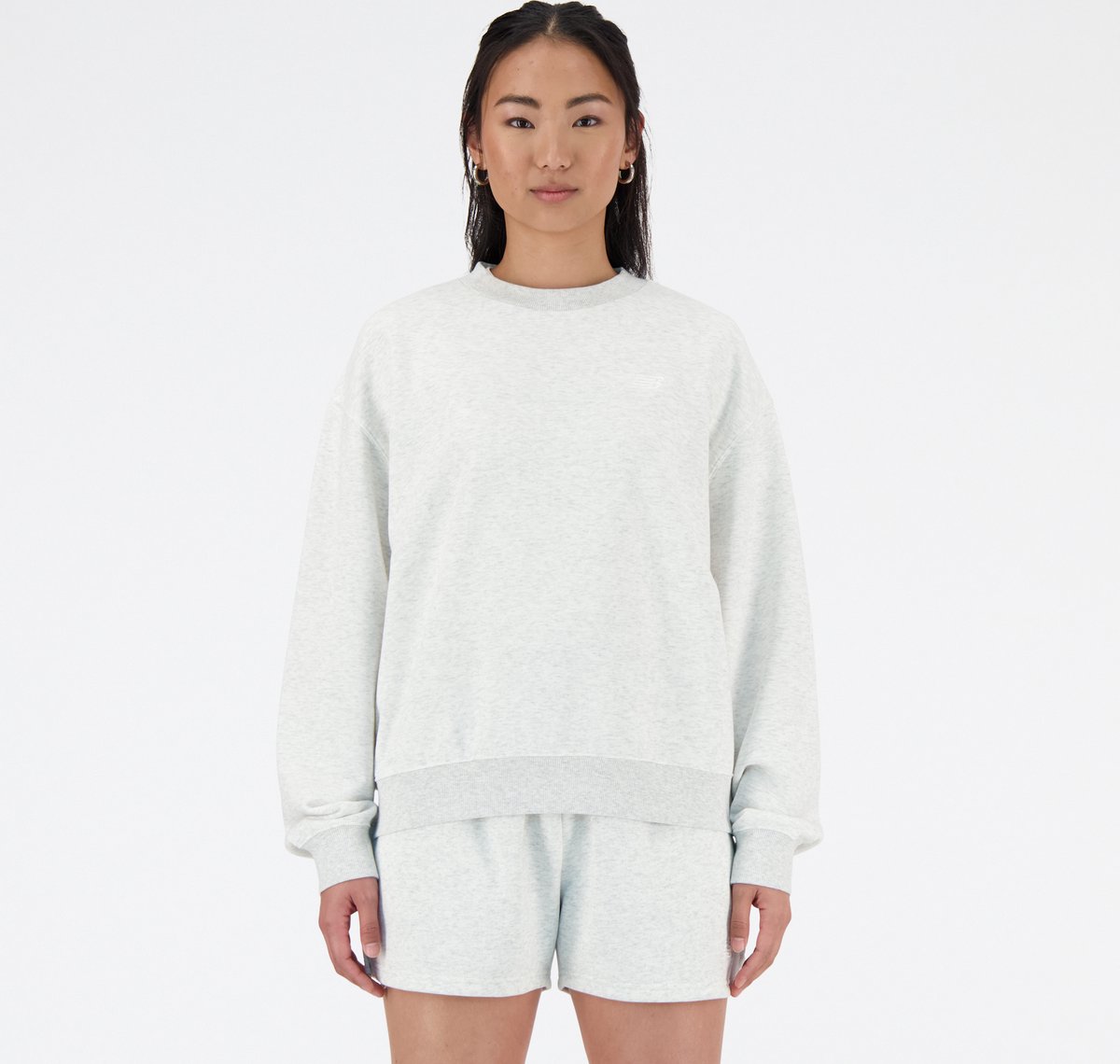 New Balance Sport Essentials French Terry Crew Dames Trui - ASH HEATHER
