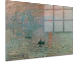 Impressie, zonsopkomst - Claude Monet glas schilderijen - Zonsopgang glas schilderijen - Schilderij Natuur - Landelijk schilderij - Schilderijen plexiglas - Wanddecoratie slaapkamer acrylglas 75x50 cm