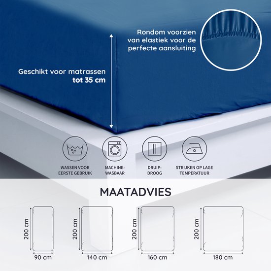 Hoeslaken en Bamboe | Hoeslaken Eco 1 personne 90 cm sur 190 cm | Bleu marine | Beddengoed de Luxe en Bamboe | Drap Hoeslaken | Hoeslaken Puur Bamboe lyocell | Tissu Ultra respirant | Bambaw
