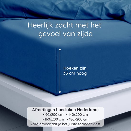 Hoeslaken en Bamboe | Hoeslaken Eco 1 personne 90 cm sur 190 cm | Bleu marine | Beddengoed de Luxe en Bamboe | Drap Hoeslaken | Hoeslaken Puur Bamboe lyocell | Tissu Ultra respirant | Bambaw