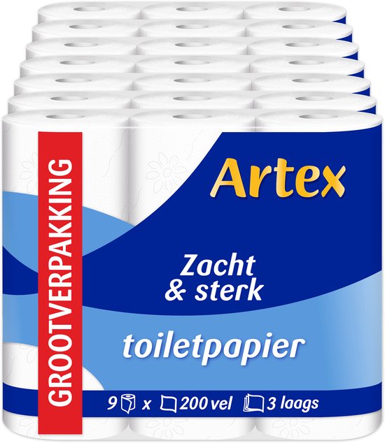 Artex Zacht & Sterk toiletpapier - 3-laags wc papier- 63 rollen (7x9)
