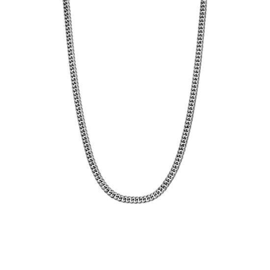 Lucardi Kinder Stalen ketting gourmet met anitque finish - Ketting - Staal - Zilver - 42 cm