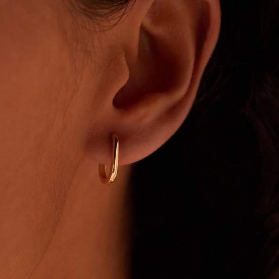 Oorstekers voor dames, 9 karaats (375) goud, 10 mm, rechthoekig, tube