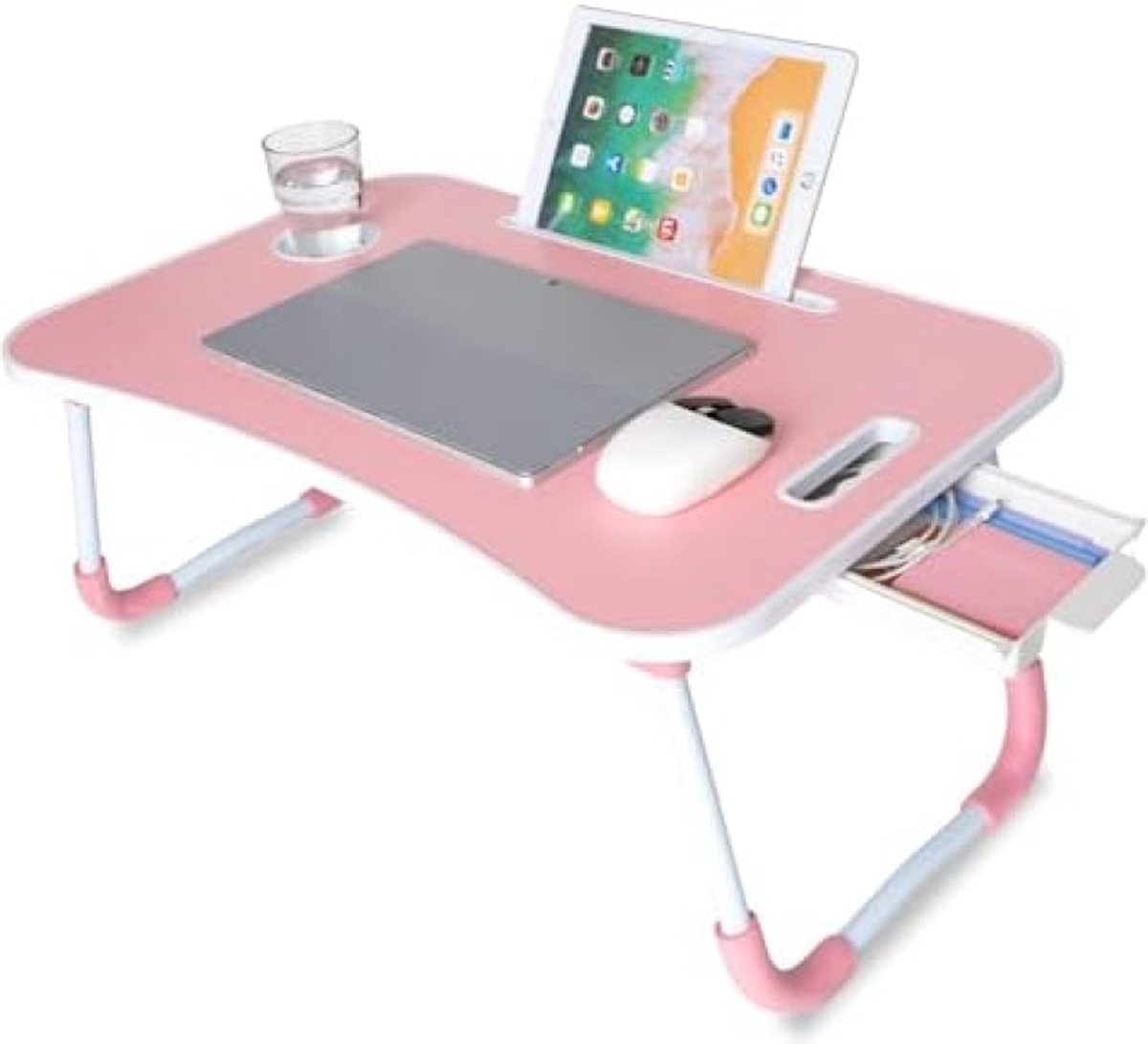 Dienblad voor Bed, Opklapbare Ontbijttafel, Multifunctioneel, Ideaal voor Laptop, Computer en Boeken, Bijzettafel met Lessenaar om in Bed te Lezen, 60x40x26 cm