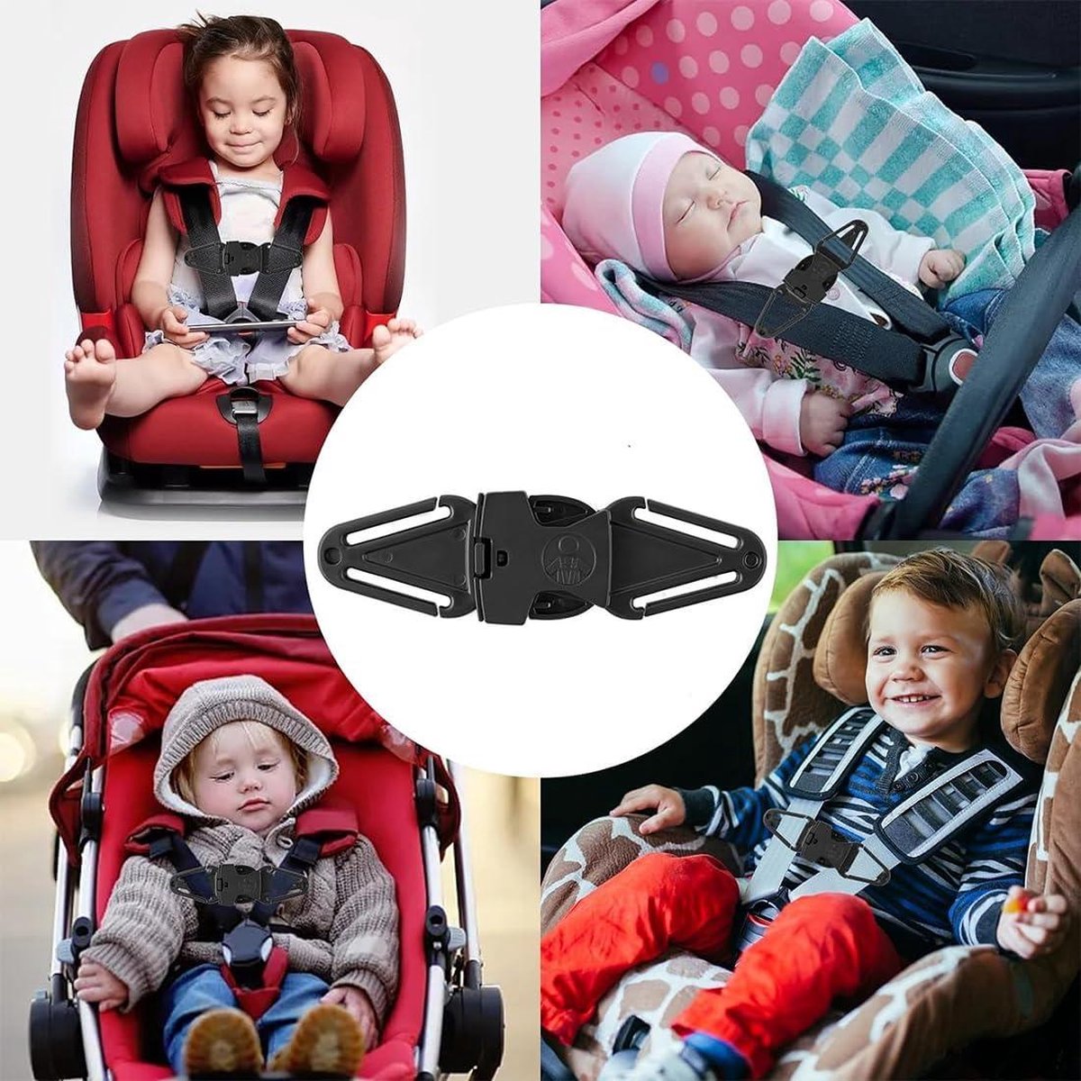 gespbescherming kinderzitje, autostoel, borstriemclip