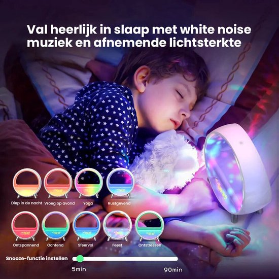 LotaHome - Wake Up Light - Wekkerradio - Met Zonsopgang en Bluetooth Speaker - Draadloze Oplader - Wifi - Cadeau - Wake Up Light met Natuurlijke Geluiden - Smart - Digitale Wekker - Slaapwekker - Lichtwekker - Google Home & Amazon Alexa - Led Light van LotaHome — afbeelding 2