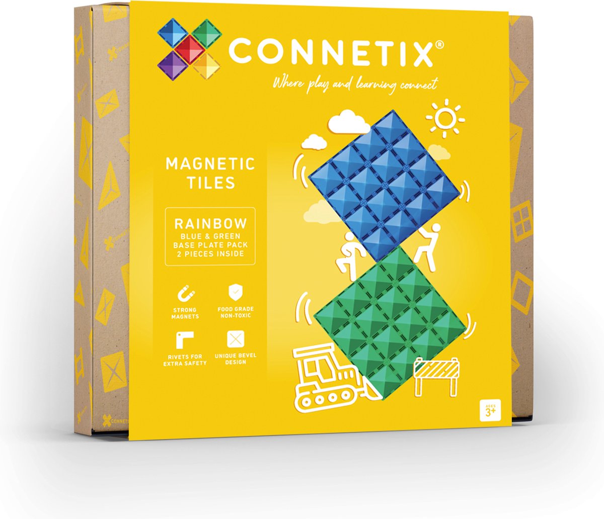 CONNETIX - Magnetisch Tegels - Regenboog Basisplaat Pakket - 2 Stuks - Magnetisch Speelgoed