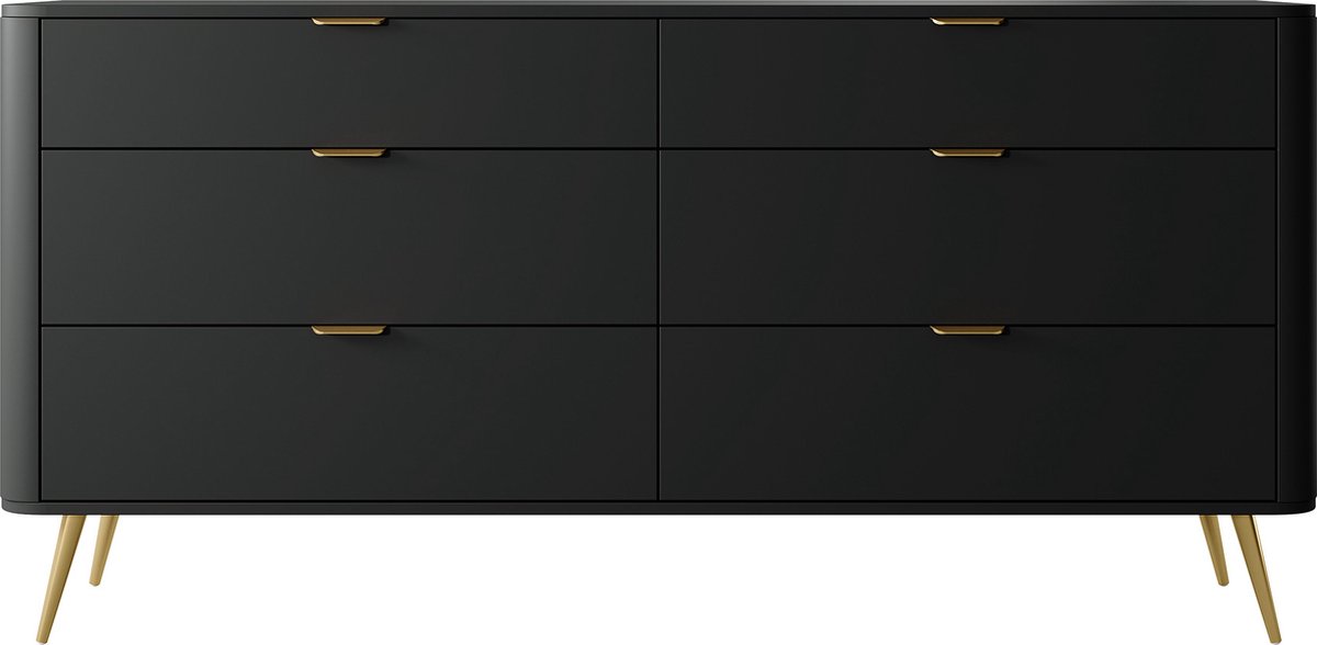 Selsey Oval - Dressoir met zes lades 172 cm - Zwart