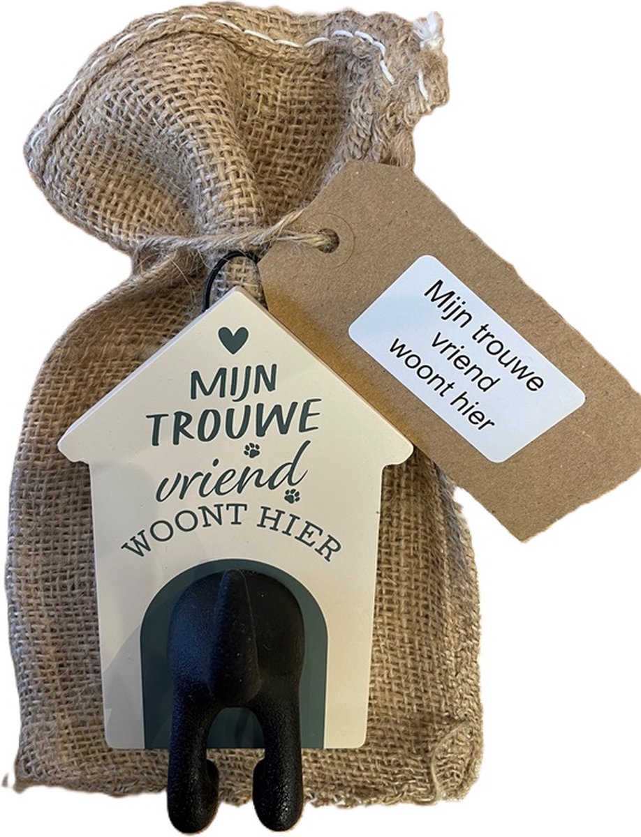 History& Heraldry Ltd Hondenriemhouder trouwe vriend-in leuk kado verpakking-15cmx10cm-woonaccessoires-hondengarderobe-kapstok voor honden-kado idee voor hondenbezitters-haak voor hondenriem creme