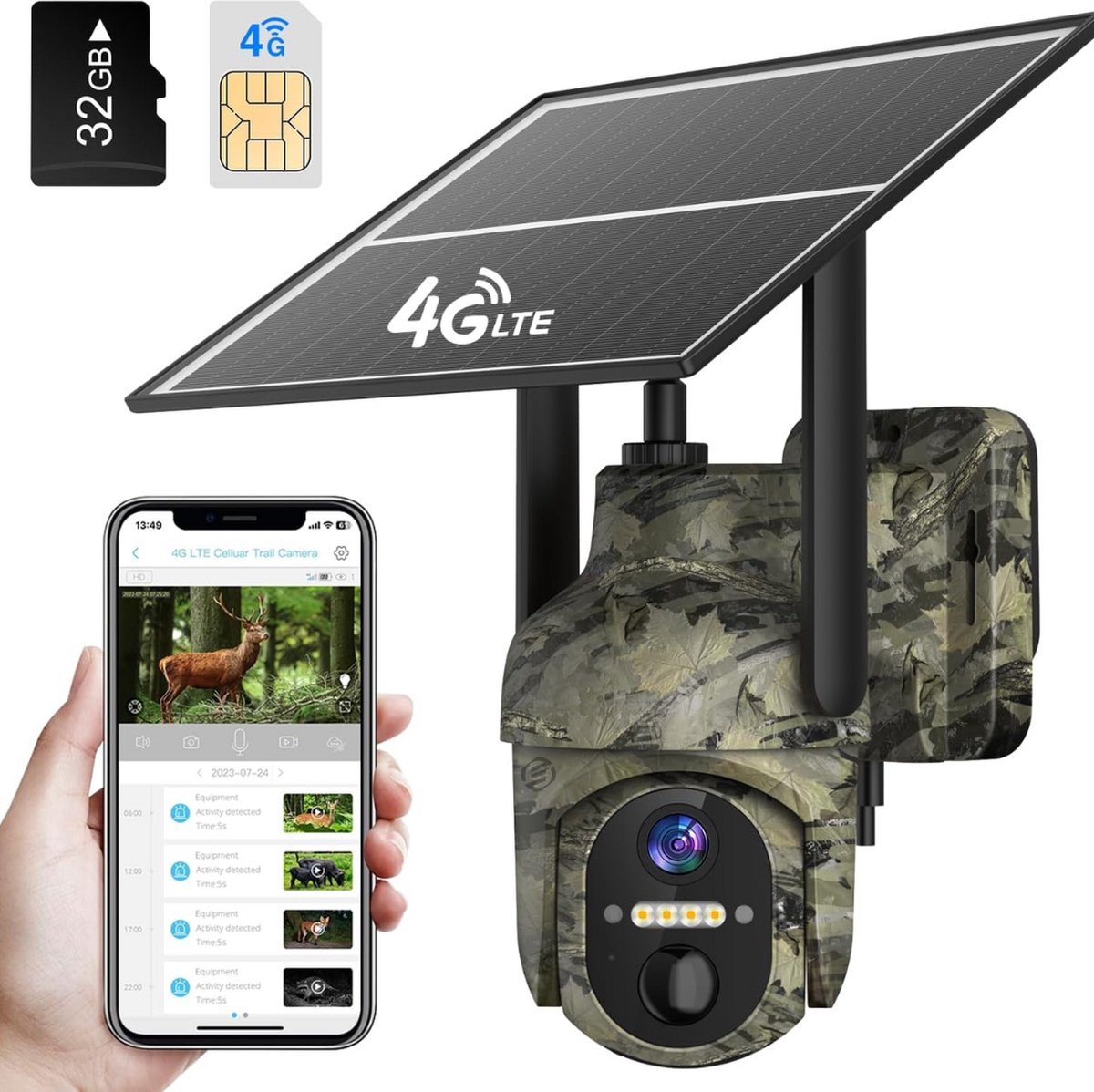 Equivera Wildcamera voor Buiten - Wildcamera met Nachtzicht - WiFi - Hoge Resolutie - Waterdicht - Wild Camera - Premium