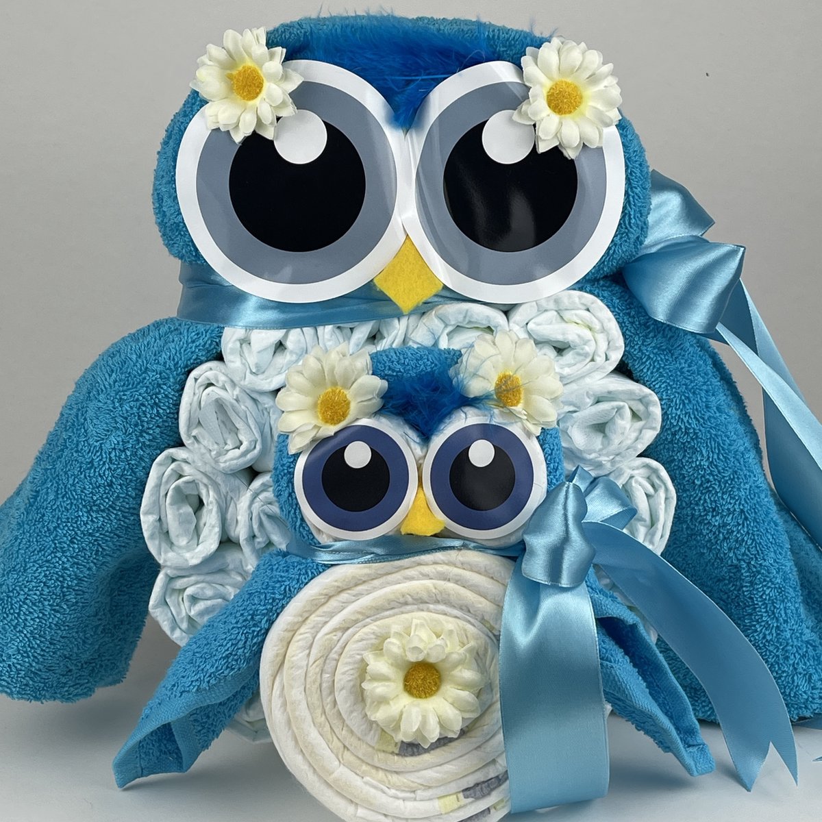 Goedkoopste Chouette-Chouette | Luiertaart Uil Luieruil Jongen | Kraamcadeau | Geboorte Jongen | Babyshower | Aqua blauw