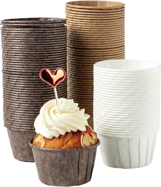 Foto: Cupcake vormpjes 150 stuks 5 cm baking cups cupcakes antiaanbaklaag dikker worden geurloos olie resistent bakvormen muffin bakvormpjes muffin bakvormen muffinvorm hittebestendige muffinvormpjes voedingskwaliteit