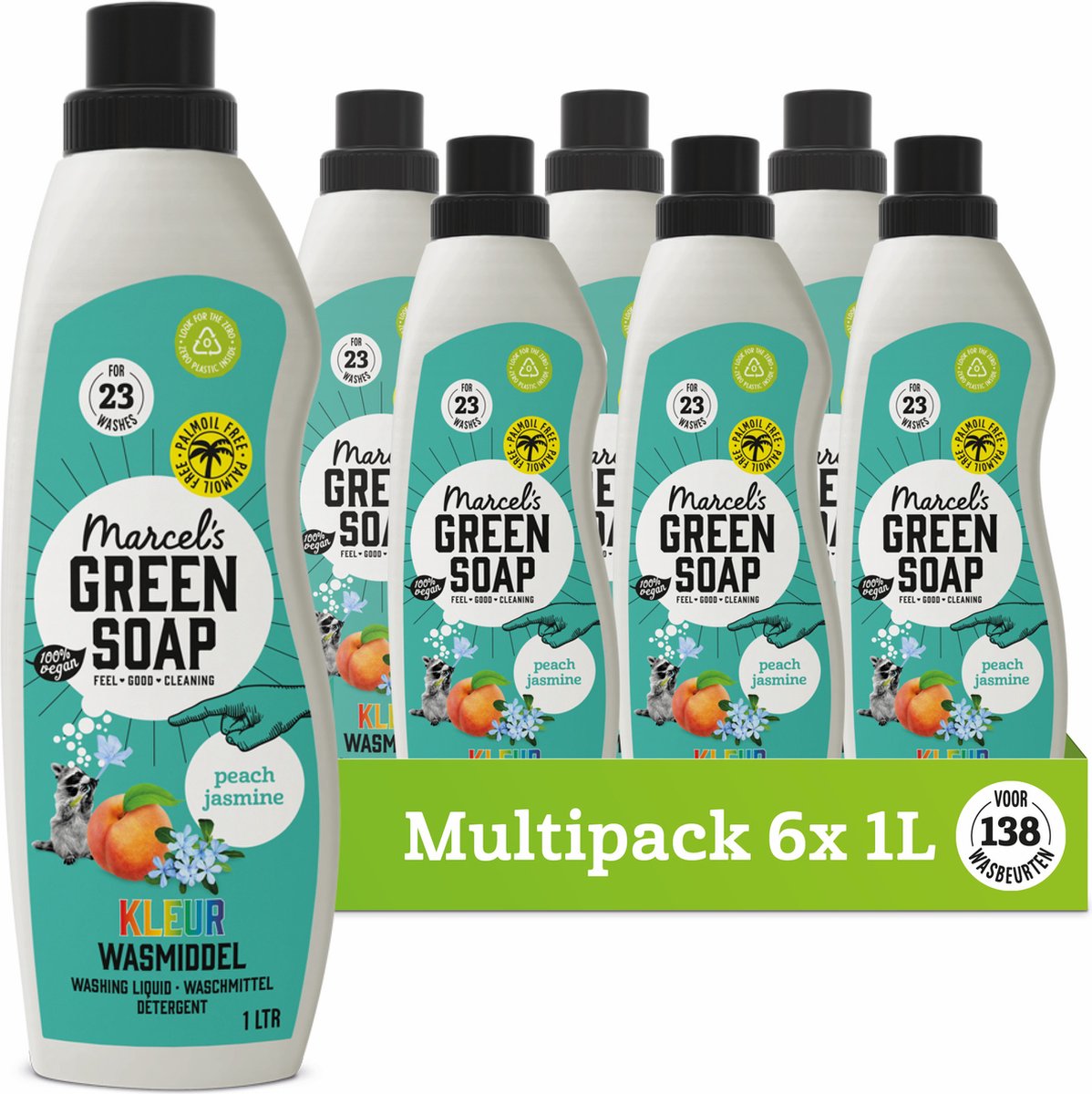 Goedkoopste Marcel's Green Soap Kleur Wasmiddel Perzik & Jasmijn 6 x 1L