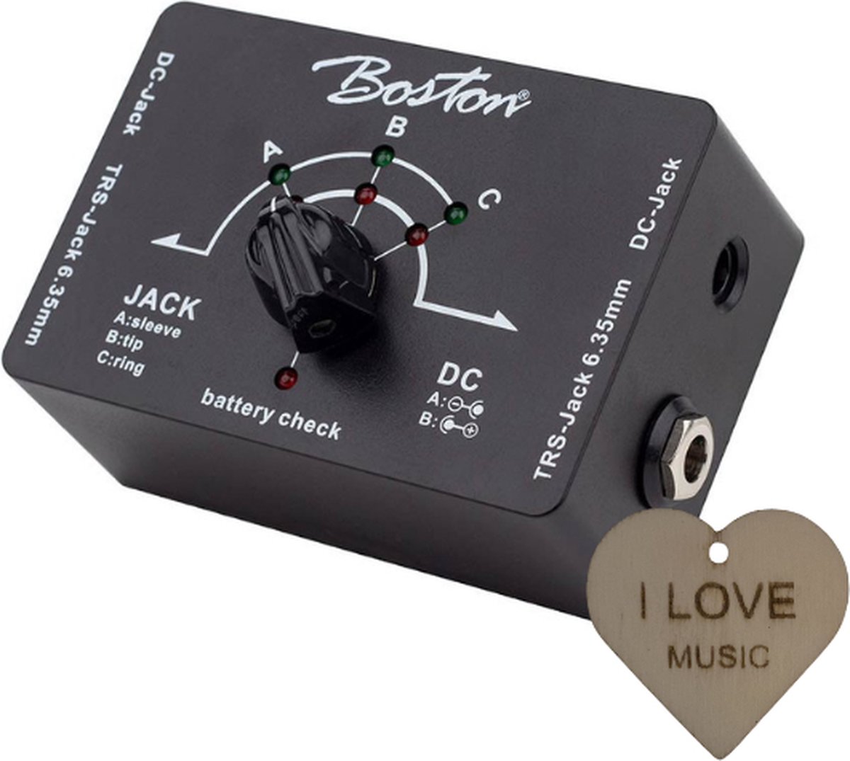 Boston Kabel Tester - Jack | DC | TS/TRS - Met Specter Sleutelhanger