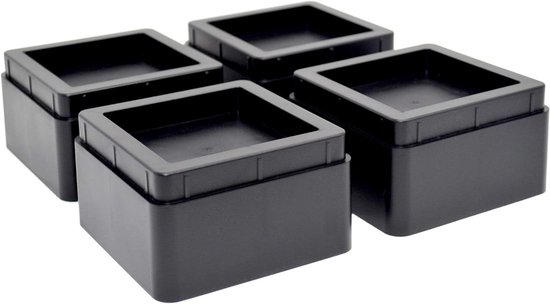 Design61 Meubelverhoger bedverhoger meubelverhoger tafelverhoger olifantenvoet bed riser hoogte ca. 10 cm 4 stuks voor voeten tot 68x68 mm
