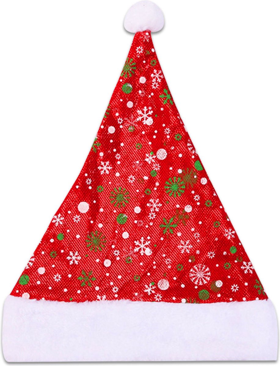 Q2P - Kerstmuts - Sneeuwvlokken - Volwassenen - Kind - Kerstkleding - Kerstversiering - One Size - Rood - Groen
